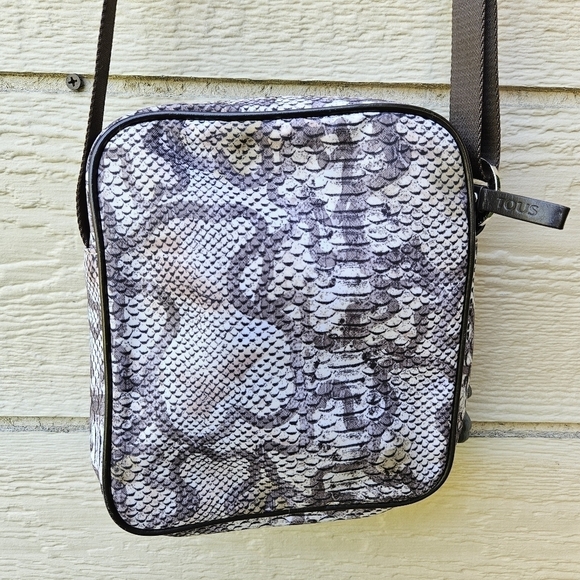 Tous small snakeskin print crossbody bag neutral tones - Picture 3 of 11
